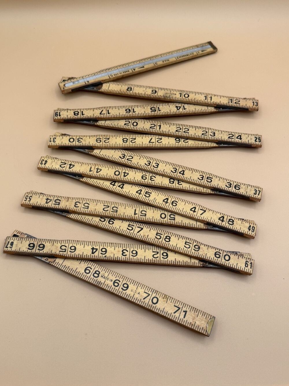 📏 Vintage Wooden Folding Extension Rule Ruler 72” Made in USA Carpenter Tool